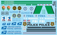 U.S. GOVERNMENT VEHICLES Model Car Decal Sheet