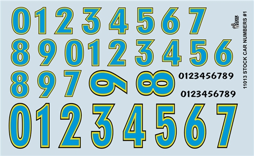 GOFER RACING SPORTS CAR NUMBERS DECALS FOR 1:24 AND 1:25 SCALE MODEL CARS 
