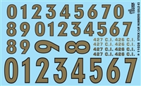 Gold Numbers Model Car Kit Decal Sheet 1/24 1/25 Scale