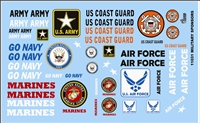 Armed Services Model Car Kit Decal Sheet 1/24 1/25 Scale